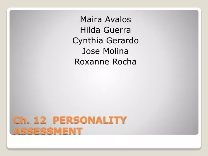 ch 12 personality assessment