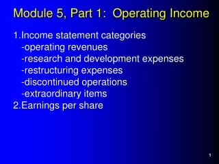 Module 5, Part 1: Operating Income