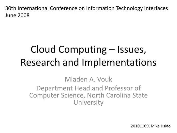 cloud computing issues research and implementations