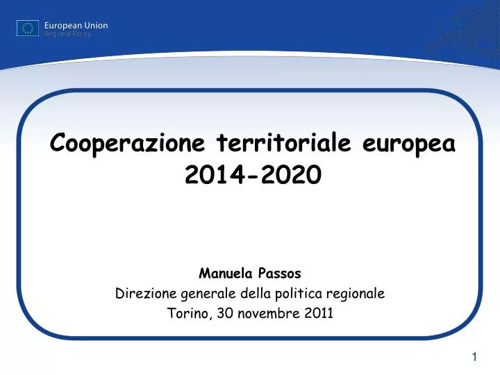 cooperazione territoriale europea 2014 2020