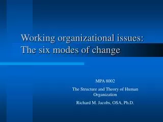 Working organizational issues: The six modes of change