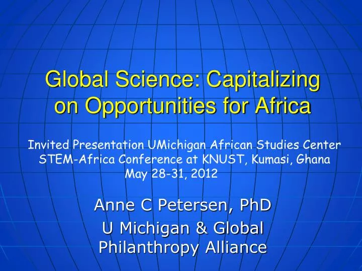global science capitalizing on opportunities for africa