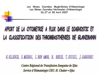 APPORT DE LA CYTOMETRIE A FLUX DANS LE DIAGNOSTIC ET