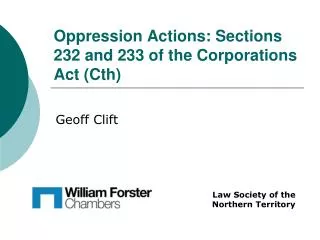 Oppression Actions: Sections 232 and 233 of the Corporations Act (Cth)
