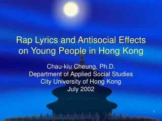 Rap Lyrics and Antisocial Effects on Young People in Hong Kong