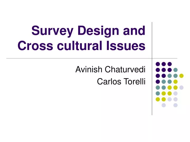survey design and cross cultural issues