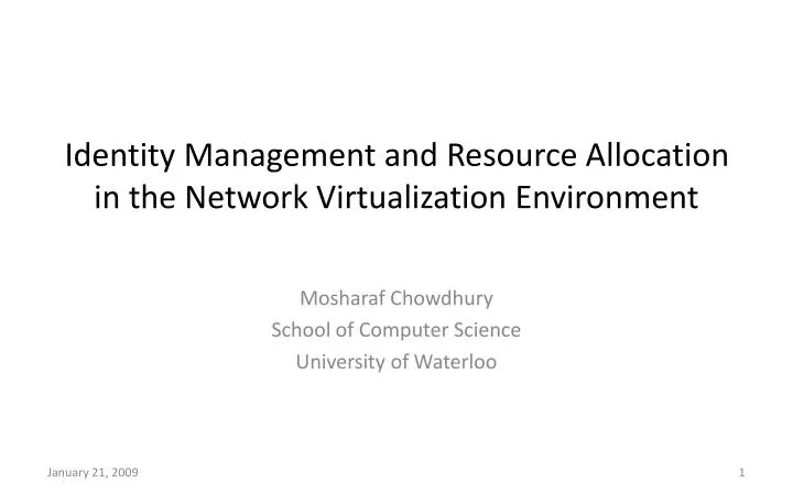 identity management and resource allocation in the network virtualization environment