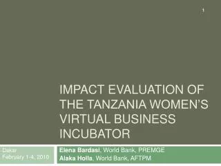 Impact evaluation of the Tanzania women’s virtual business incubator