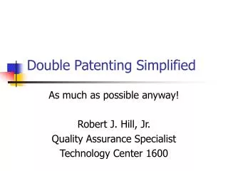 Double Patenting Simplified