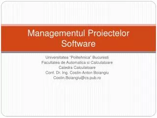 managementul p roiectelor software