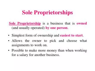 Sole Proprietorships