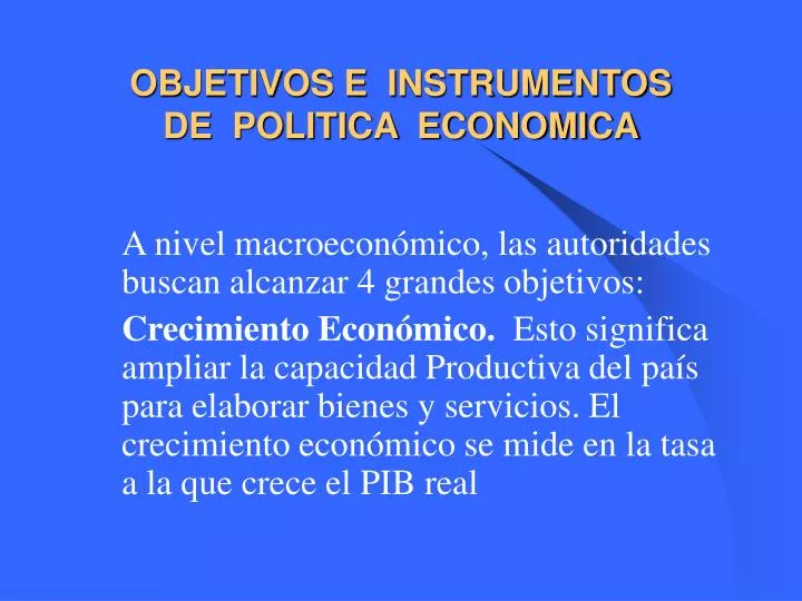 objetivos e instrumentos de politica economica