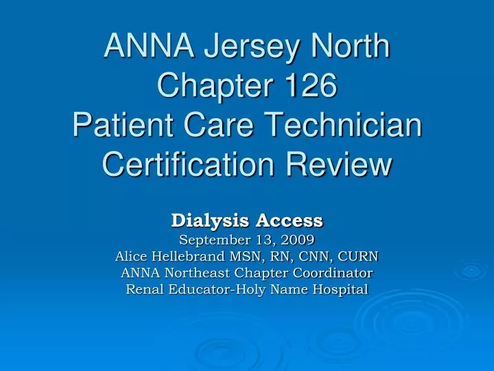 anna jersey north chapter 126 patient care technician certification review