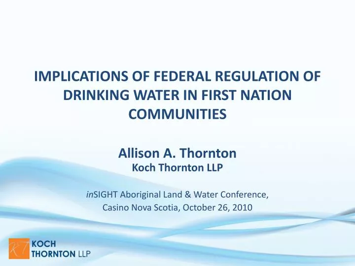 implications of federal regulation of drinking water in first nation communities