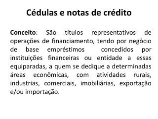 c dulas e notas de cr dito