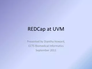REDCap at UVM