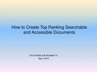 How to Create Top Ranking Searchable and Accessible Documents