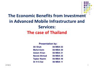 The Economic Benefits from Investment in Advanced Mobile Infrastructure and Services: The case of Thailand
