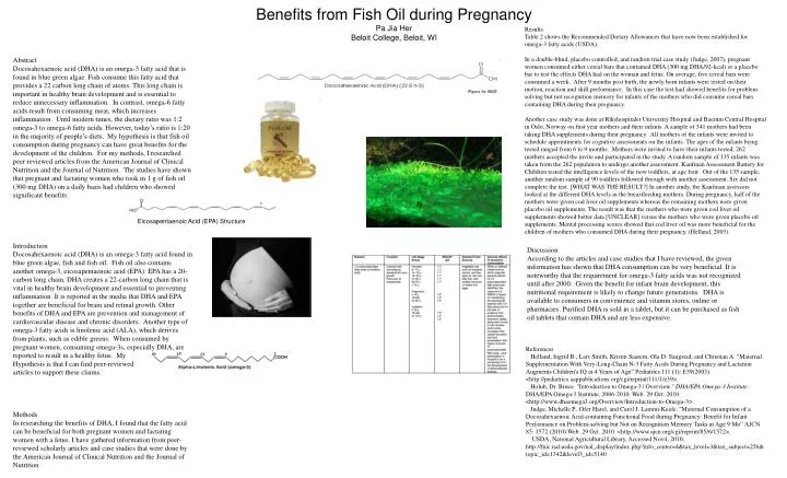 benefits from fish oil during pregnancy pa jia her beloit college beloit wi