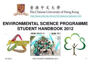 ENVIRONMENTAL SCIENCE PROGRAMME STUDENT HANDBOOK 2012