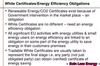 White Certificates/Energy Efficiency Obligations