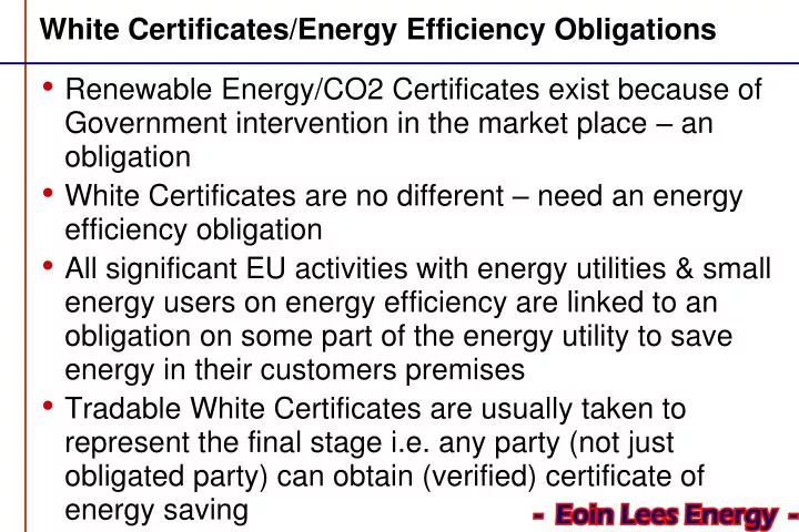 white certificates energy efficiency obligations
