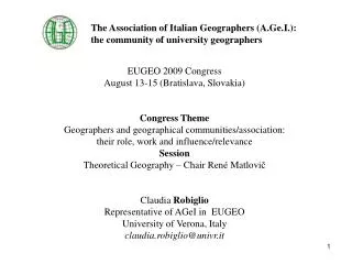 The Association of Italian Geographers (A.Ge.I.): the community of university geographers