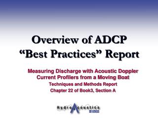 Overview of ADCP “Best Practices” Report