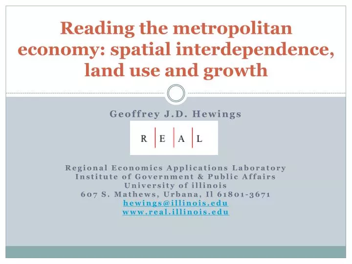 reading the metropolitan economy spatial interdependence land use and growth