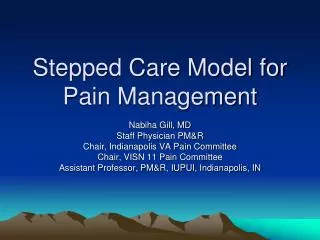 Stepped Care Model for Pain Management