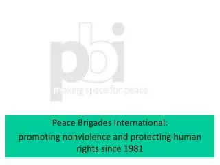 Peace Brigades International: promoting nonviolence and protecting human rights since 1981