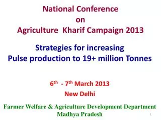 National Conference on Agriculture Kharif Campaign 2013