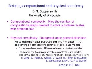 Relating computational and physical complexity