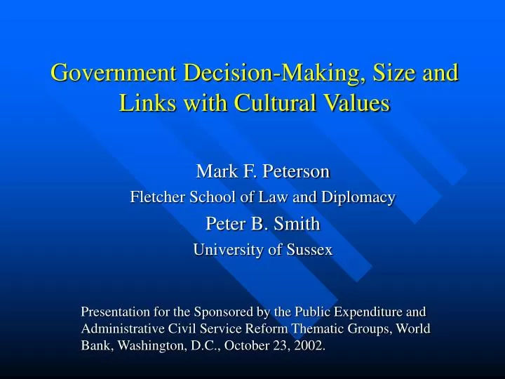 government decision making size and links with cultural values