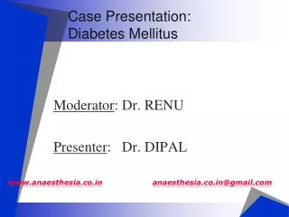 Case Presentation: Diabetes Mellitus