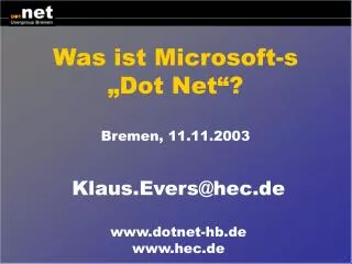 was ist microsoft s dot net bremen 11 11 2003