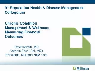 9 th Population Health &amp; Disease Management Colloquium