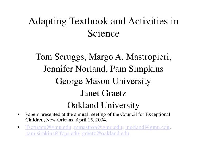 adapting textbook and activities in science