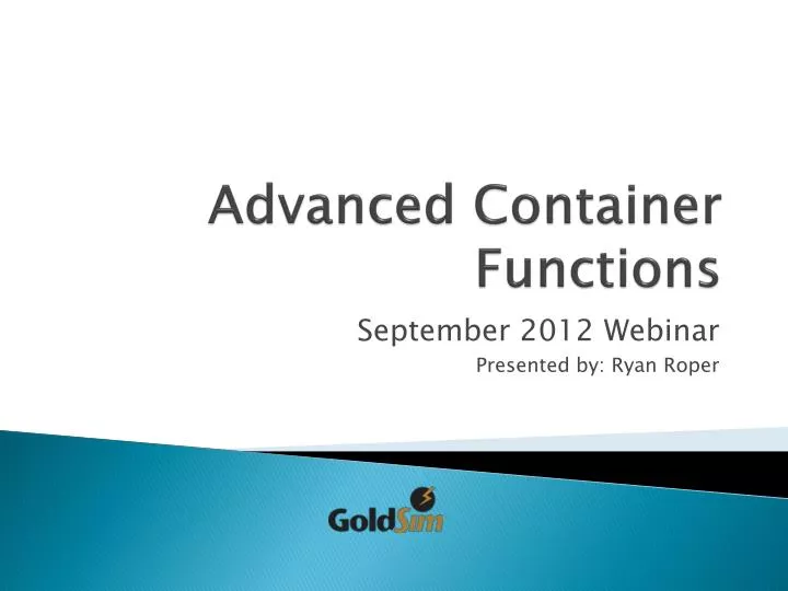 advanced container functions