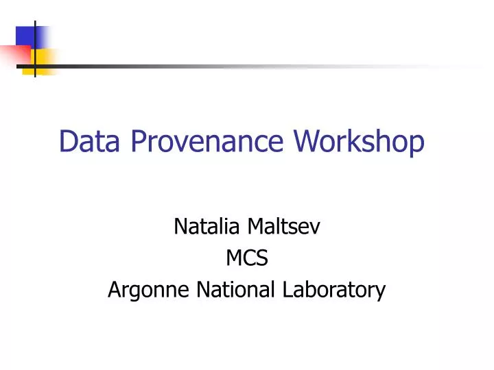 data provenance workshop