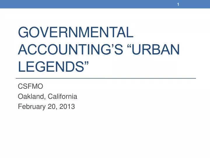 governmental accounting s urban legends