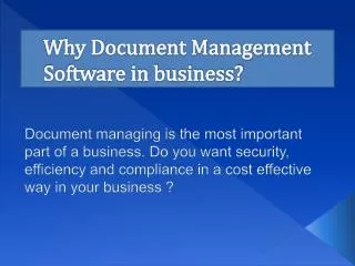 Why Document Management Software in business?