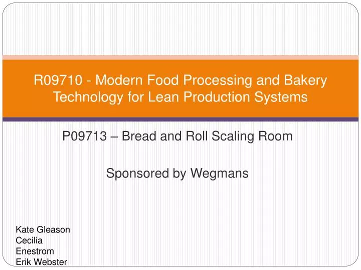 r09710 modern food processing and bakery technology for lean production systems