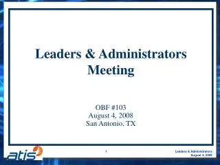 Leaders &amp; Administrators Meeting