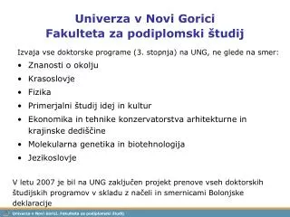 Univerza v Novi Gorici Fakulteta za podiplomski študij
