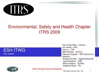 Environmental, Safety and Health Chapter ITRS 2009