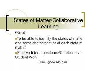 States of Matter/Collaborative Learning