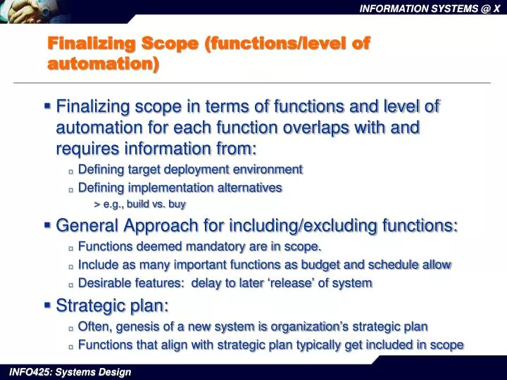 finalizing scope functions level of automation