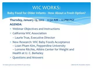 WIC WORKS: Baby Food for Older Infants - How About a Fresh Option?