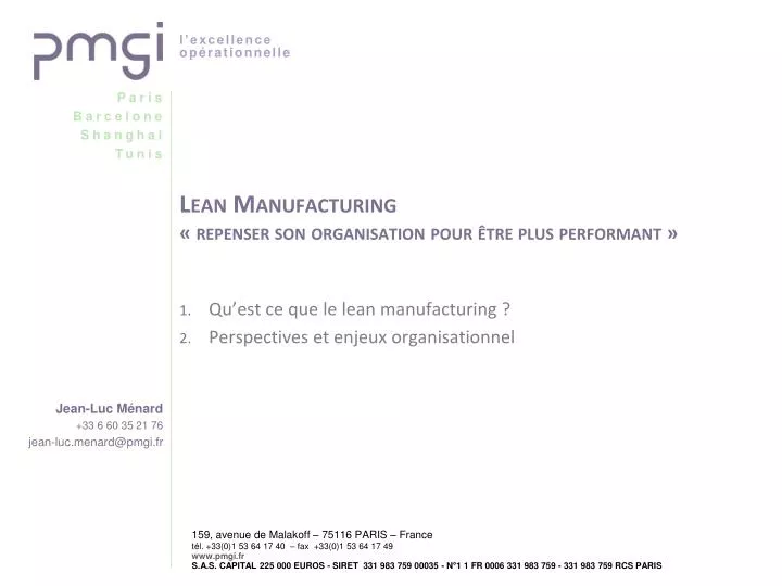 lean manufacturing repenser son organisation pour tre plus performant